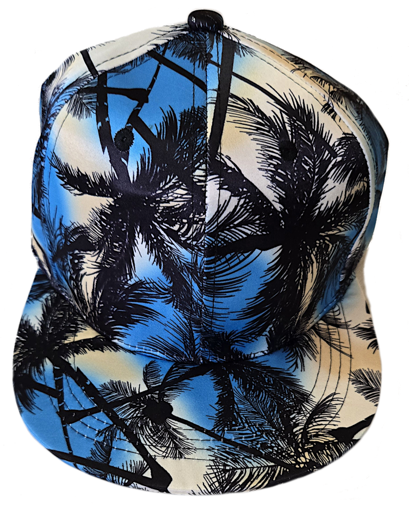6 - Hawaiian Print Hats Blue