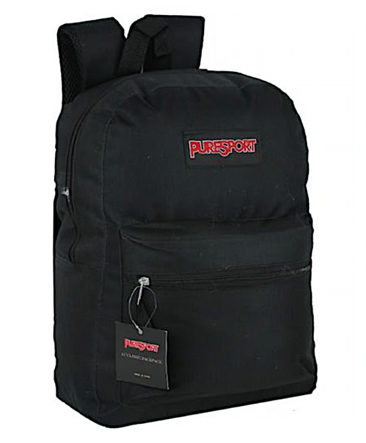 Back Packs- 17" Black Wholesale Lot of 6